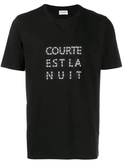 Saint Laurent “courte Est La Nuit”纯棉平纹针织t恤 In Black
