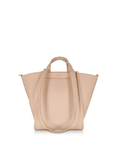 Max Mara Pure Leather And Cashmere Reversible Small Tote In Powder Pink