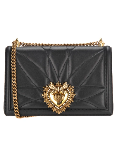Dolce & Gabbana Large Devotion Crossbody Bag In Black