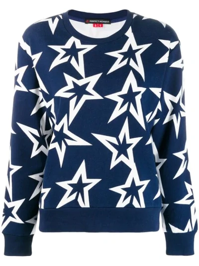 Perfect Moment Starlight Cropped Cotton-jersey Sweatshirt In Blue