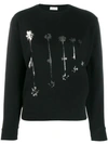 Saint Laurent Palm Tree Print Sweatshirt In Black