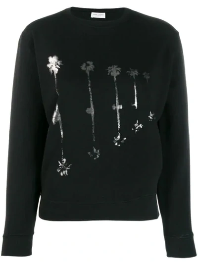 Saint Laurent Palm Tree Print Sweatshirt - 黑色 In Black