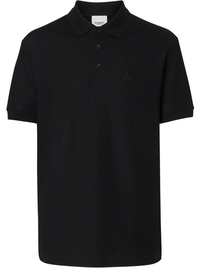 Burberry Monogram-motif Polo Shirt In Black