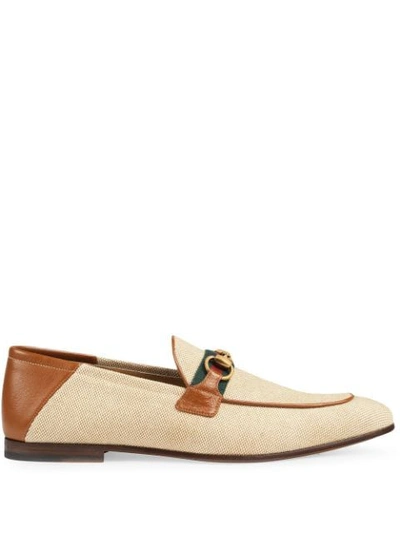 Gucci Brixton Collapsible-heel Canvas Loafers In Neutrals