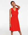 ANN TAYLOR PETITE TWIST MATTE JERSEY FLARE DRESS,507817