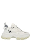 Prada Pegasus Metallic-paneled Leather And Canvas Sneakers In White