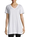 Hanro Pure Essence Raglan Three-quarter Sleeve Cotton Short Gown In Blue/white