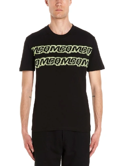 Mcq By Alexander Mcqueen Black And Green Cotton T Shirt With Embroidered Logo