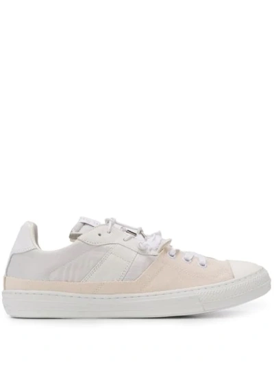 Maison Margiela Multicolor Leather And Canvas Evolution Trainers In Panna+bianco