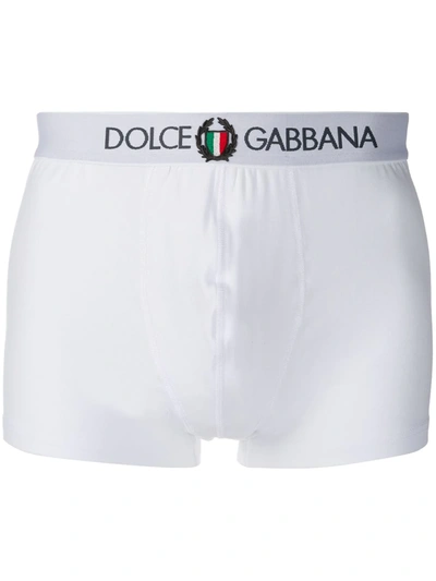 Dolce & Gabbana Logo弹力纯棉平角内裤 In White