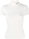 VALENTINO CONTRAST LOGO RIBBED KNIT TOP