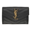 Saint Laurent Grey Small Monogramme Envelope Wallet In Black