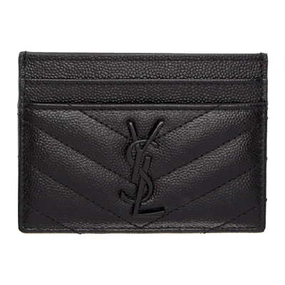 Saint Laurent Monogram Quilted Cardholder In Black