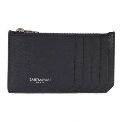 Saint Laurent Leather Card Holder In 1251 Smog