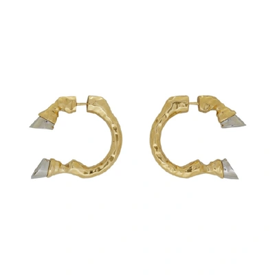 Burberry Gold And Palladium-plated Hoof Open-hoop Earrings In Light Gold/palladio