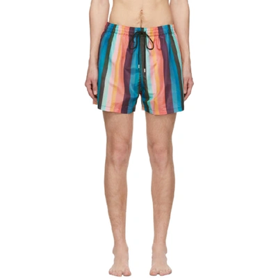 Paul Smith Multicolor Vertical-stripe Print Swim Shorts In Multicolour
