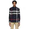 Burberry Long Sleeve Summerton Shirt In Navy Check