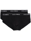 Dolce & Gabbana Set Of Two Black Cotton Briefs With Logo In Nero