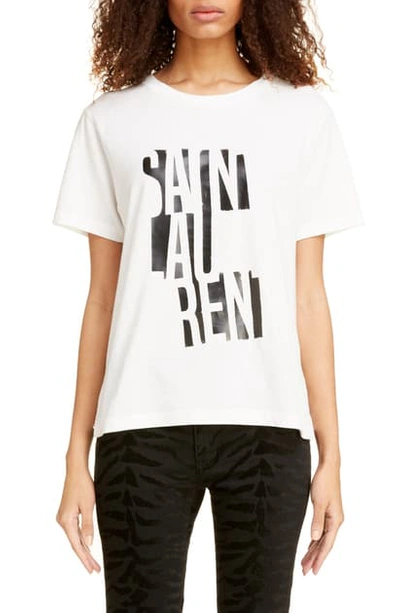 Saint Laurent Printed Cotton-jersey T-shirt In White