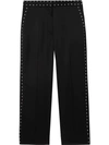 BURBERRY STUDDED SILK SATIN TAILORED TROUSERS