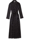 DEREK ROSE DEREK ROSE WOMEN'S FULL LENGTH DRESSING GOWN BRINDISI 45 PURE SILK SATIN NAVY,1259-BRIN045NAV