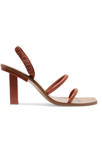 Cult Gaia Kaia Ruched Leather Sandals In Brown