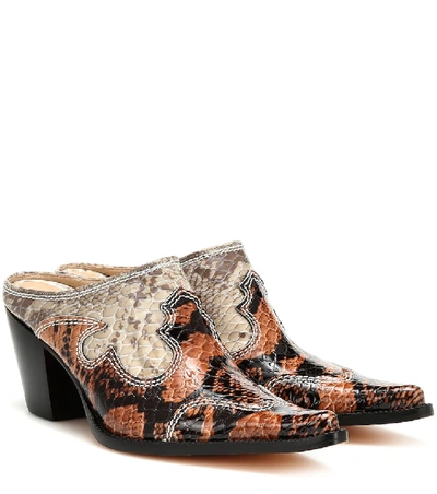 Maryam Nassir Zadeh Romeo Snake-effect Leather Mules In Multicoloured