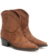 GANNI Low Texas绒面革牛仔靴,P00400396