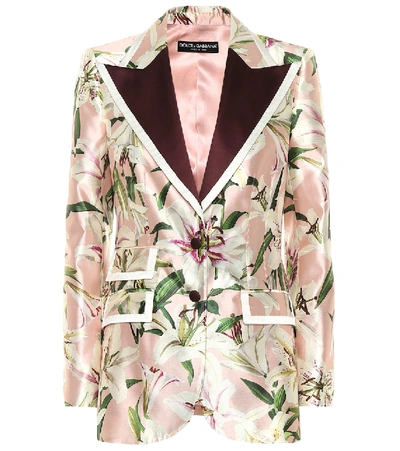 Dolce & Gabbana Single-breasted Floral-print Shantung Blazer