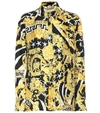 Versace Barocco Print Silk Blouse In Gold