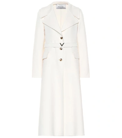 Valentino Single-breasted Wide-lapel Cashmere Coat In Ivory