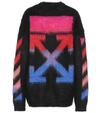 Off-white Mohair And Wool-blend Sweater In Black