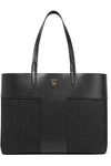 TOM FORD T LEATHER AND DENIM TOTE