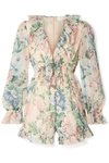 ZIMMERMANN Verity ruffle-trimmed floral-print cotton and silk-blend chiffon playsuit