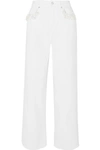 CHRISTOPHER KANE FAUX PEARL-EMBELLISHED HIGH-RISE STRAIGHT-LEG JEANS