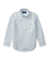 Polo Ralph Lauren Boy's Cotton Oxford Stripe Sport Shirt In Blue Pattern