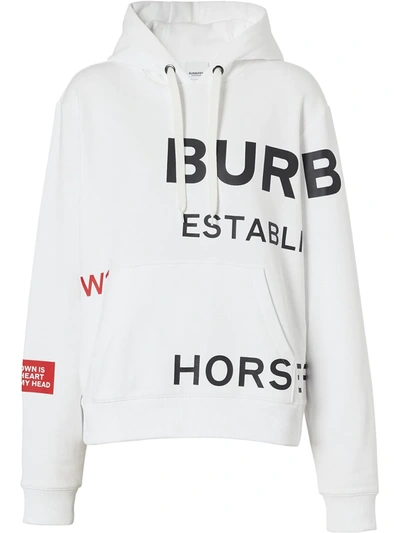 Burberry Horseferry-print Cotton Oversized Hoodie In White