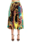 VERSACE VERSACE PLEATED BAROQUE PRINT MIDI SKIRT