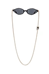 ALESSANDRA RICH ALESSANDRA RICH SMALL CATEYE SUNGLASSES IN BLACK  YELLOW GOLD & GREY,ARIF-WA18