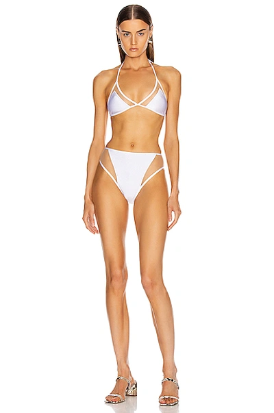 Adriana Degreas X Cult Gaia Hot Trousers Triangle Bikini With Tulle In White