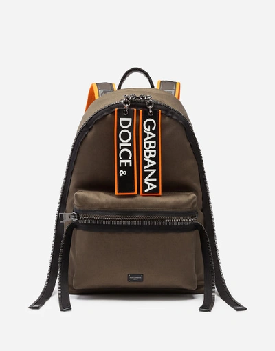 Dolce & Gabbana Vulcano Backpack In Canvas In Brown