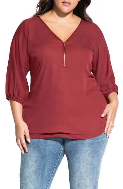 City Chic Sexy Fling Zip Front Top In Paprika
