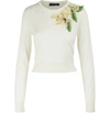 Dolce & Gabbana Lily-embellished Silk Sweater In Naturale White