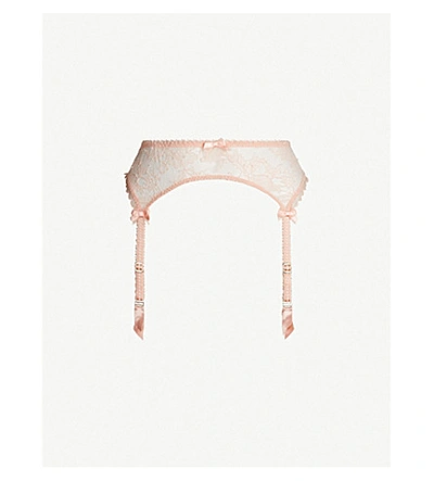 Agent Provocateur Hinda Lace And Mesh Suspender Belt In Nude