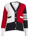 THOM BROWNE Fun Mix Wool V-Neck Cardigan