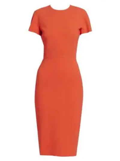 Victoria Beckham Fitted T-shirt Sheath Dress In Tomato