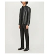 Emporio Armani Biker-collar Leather Jacket In Black