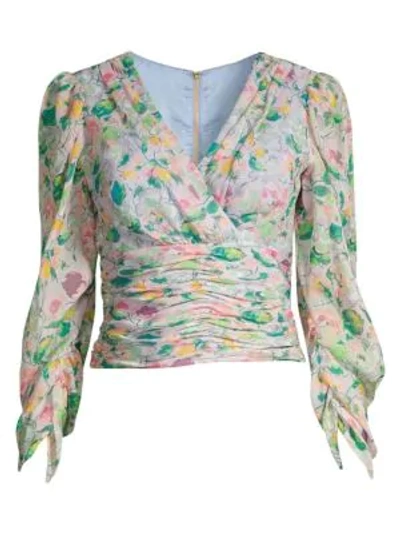 Amur Auriel Floral Silk Top In Lilac