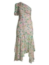 AMUR Laura Floral Silk Asymmetric Dress