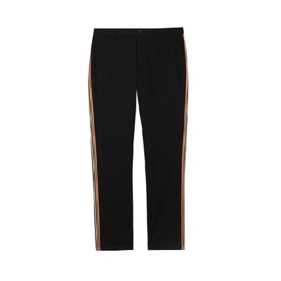 Burberry Slim Fit Icon Stripe Detail Cotton Chinos In Black